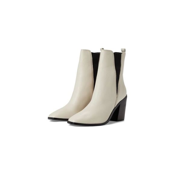 MARC FISHER Womens Ivory Ruched Galley Pointy Toe Block Heel Dress Heeled Boots M